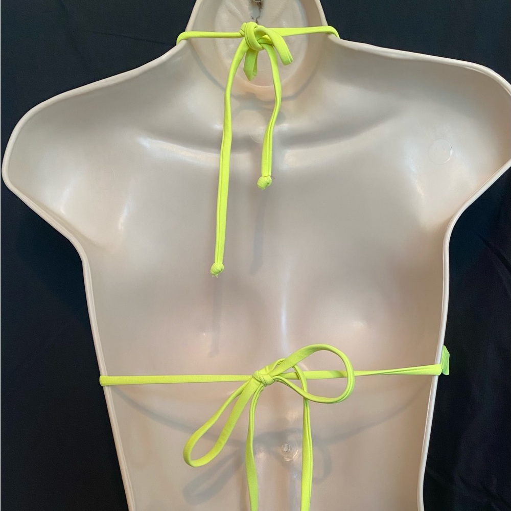 The Bikini Lab neon yellow 2 pc bikini with ruffles, Sz med, slightly worn - Picture 4 of 5